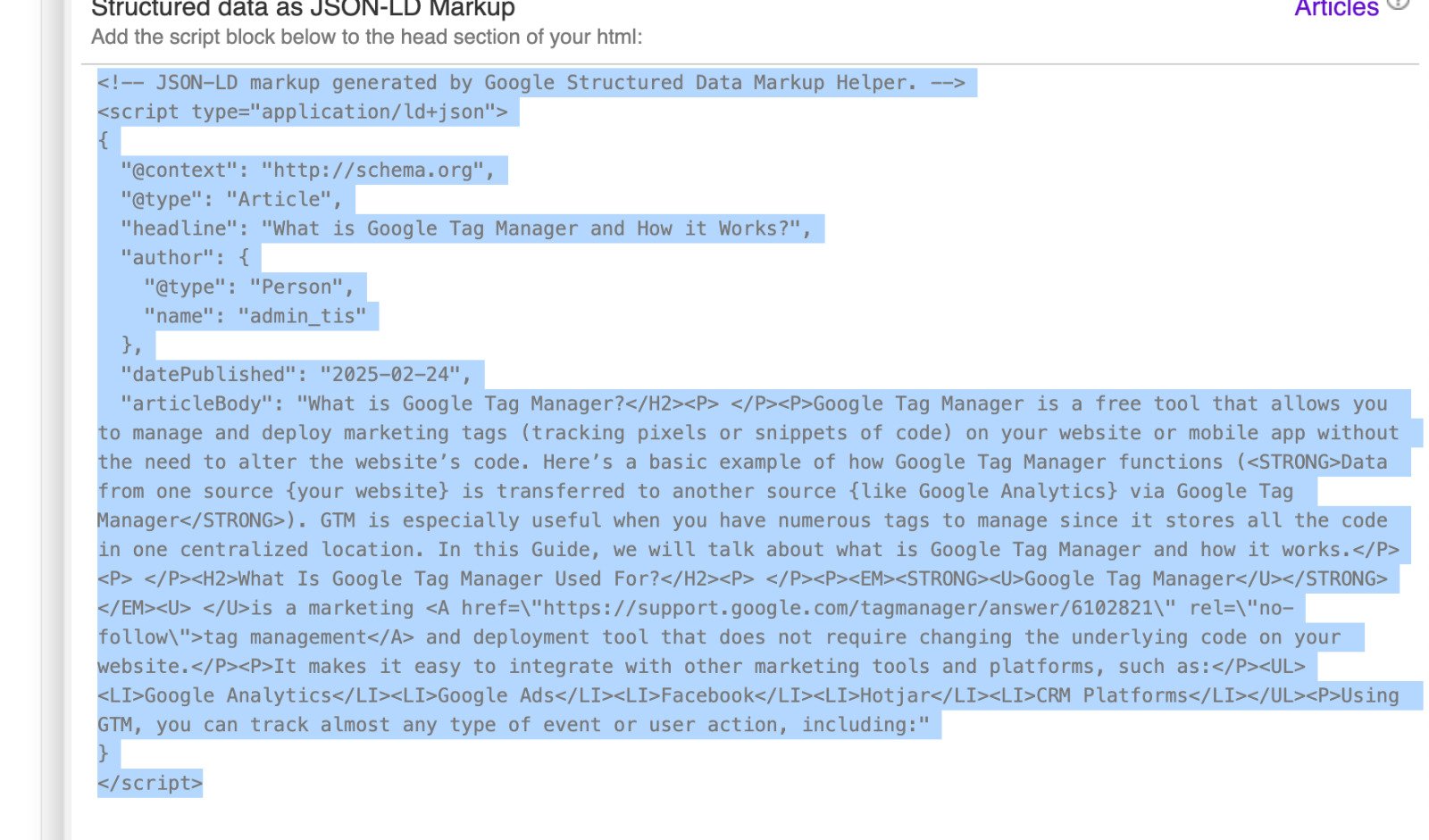 structer data as JSON-LD Markup