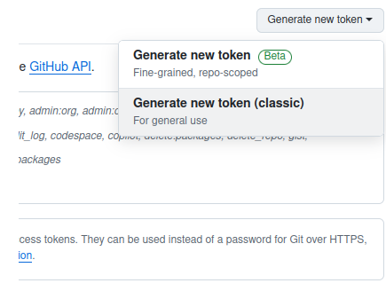  Click the " Generate new token" button on the right side, select the second option, and then click it