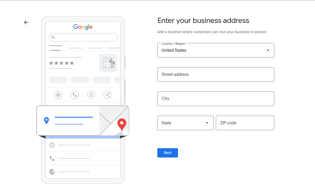  Provide Your Business Address and Click Next