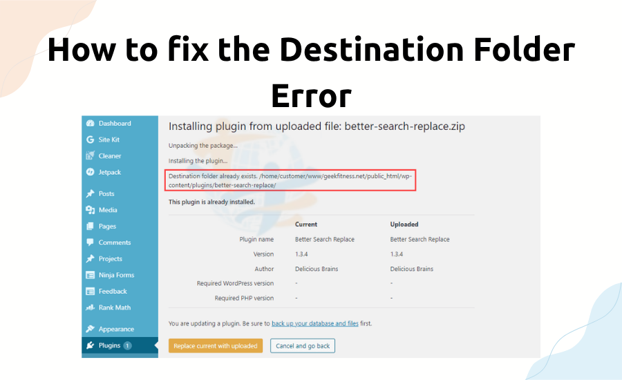 How to fix the Destination Folder Error Destination Folder Exist Error